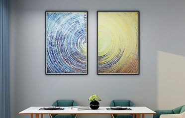 現代北歐風格沙發背景墻二聯畫 -日與月系列